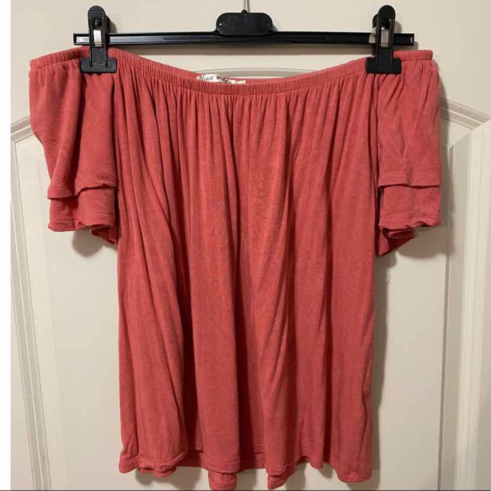 Coral off shoulder top